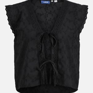 JXJADE BRODERIE SL VEST WVN BLACK - Image 1