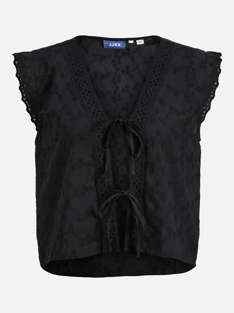 JXJADE BRODERIE SL VEST WVN BLACK