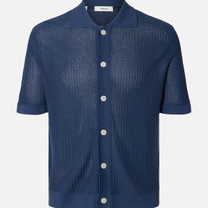 SLHSHANE SS OPEN STRUC POLO CARDIGAN SARGASSO - Image 1