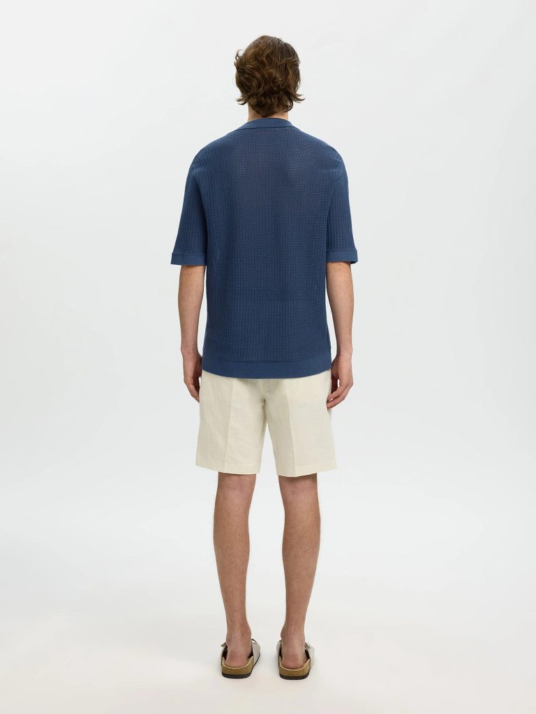 SLHSHANE SS OPEN STRUC POLO CARDIGAN SARGASSO