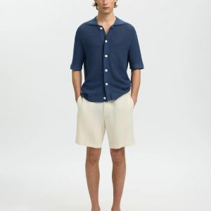 SLHSHANE SS OPEN STRUC POLO CARDIGAN SARGASSO - Image 3