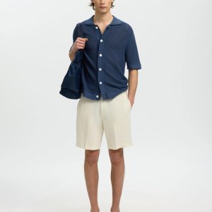 SLHSHANE SS OPEN STRUC POLO CARDIGAN SARGASSO - Image 4