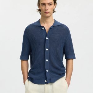 SLHSHANE SS OPEN STRUC POLO CARDIGAN SARGASSO - Image 5