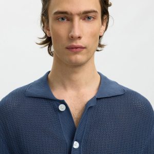 SLHSHANE SS OPEN STRUC POLO CARDIGAN SARGASSO - Image 6