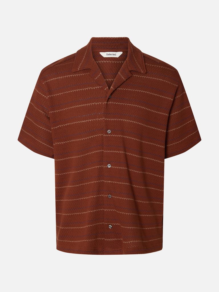 SLHMARC SS OVERSHIRT CHERRY MAHOGANY OCEAN