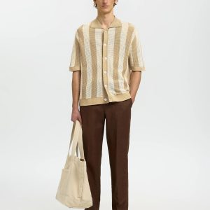 SLHSHANE SS OPEN STRUC POLO CARDIGAN BIRCH – Image 3