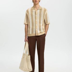 SLHSHANE SS OPEN STRUC POLO CARDIGAN BIRCH – Image 4