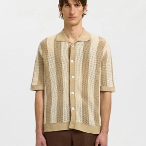 SLHSHANE SS OPEN STRUC POLO CARDIGAN BIRCH – Image 5