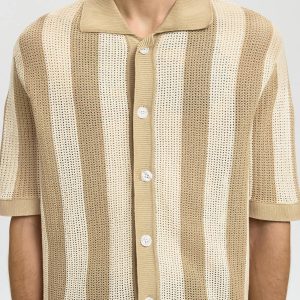 SLHSHANE SS OPEN STRUC POLO CARDIGAN BIRCH – Image 6