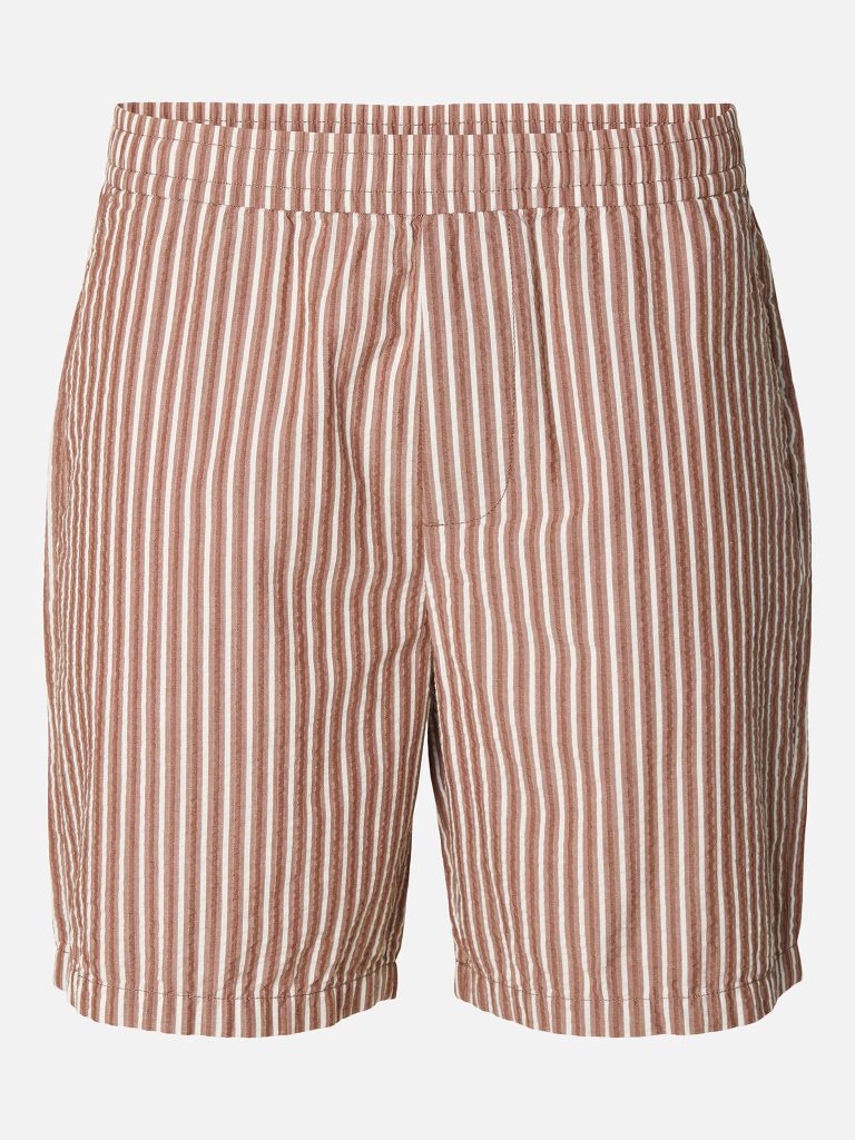 SLHREGSTUART SEERSUCKER SHORTS CHERRY MAHOGANY