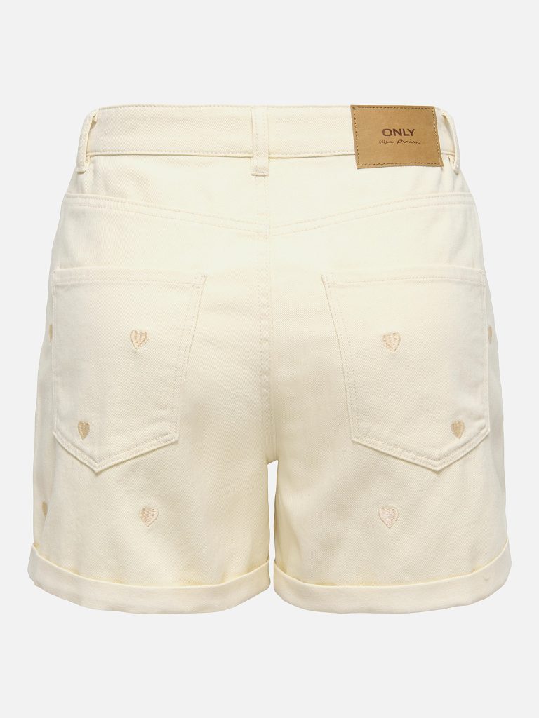 ONLVEGA HW EMBROIDERY DNM SHORTS ECRU