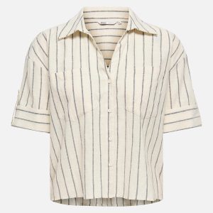 ONLTIZANA STRIPE SS SHIRT WVN SILVER LINING – Image 1