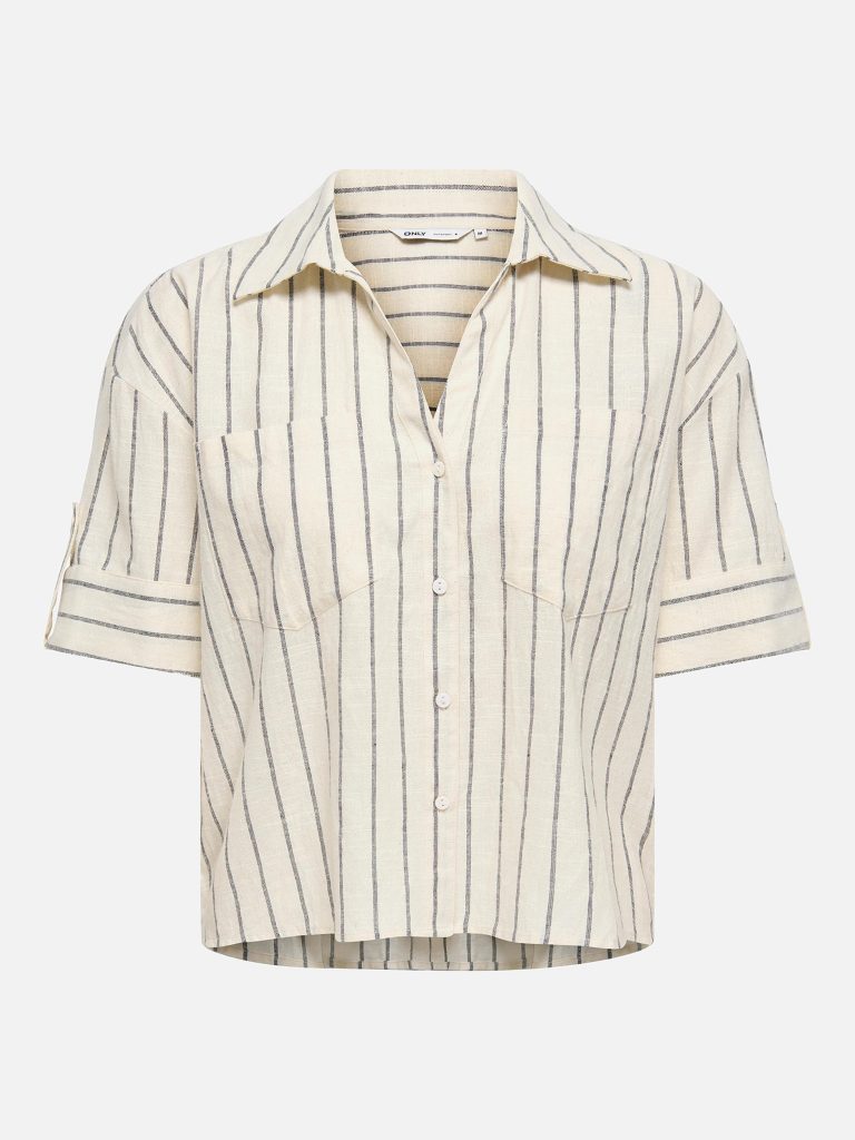 ONLTIZANA STRIPE SS SHIRT WVN SILVER LINING