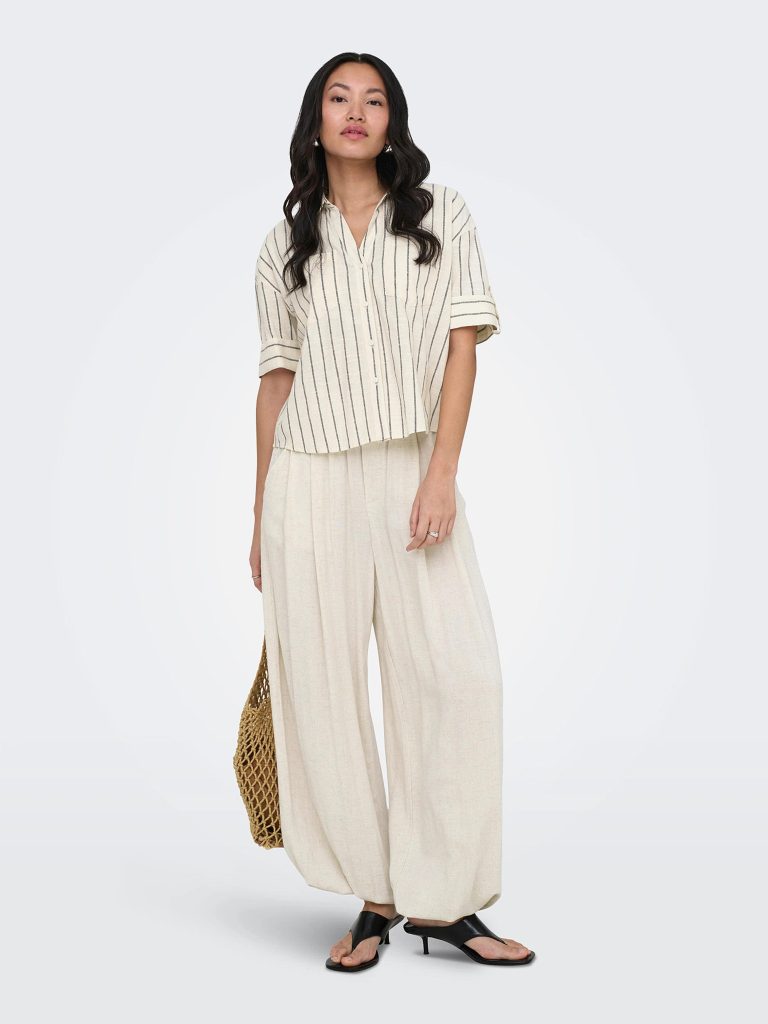ONLTIZANA STRIPE SS SHIRT WVN SILVER LINING