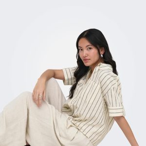 ONLTIZANA STRIPE SS SHIRT WVN SILVER LINING – Image 4