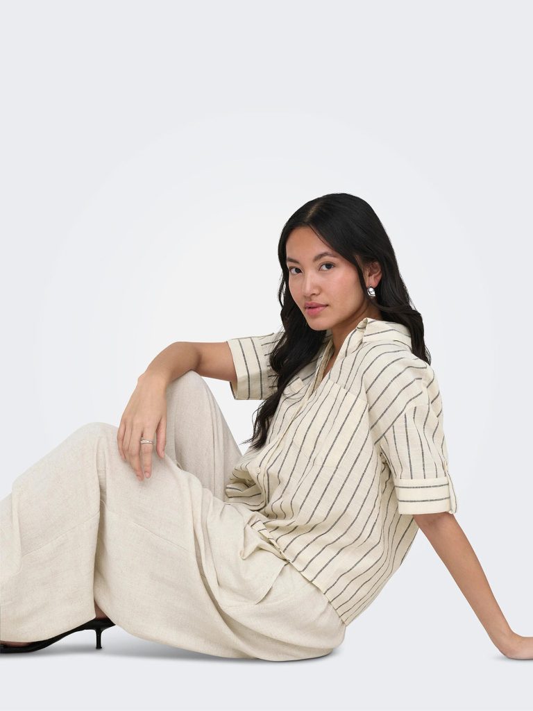 ONLTIZANA STRIPE SS SHIRT WVN SILVER LINING