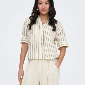 ONLTIZANA STRIPE SS SHIRT WVN SILVER LINING – Image 5