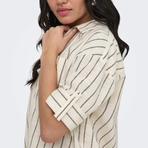 ONLTIZANA STRIPE SS SHIRT WVN SILVER LINING – Image 6