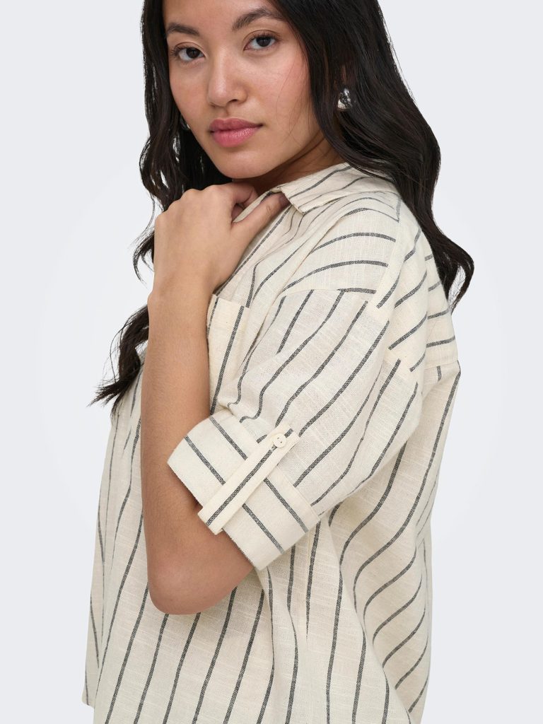 ONLTIZANA STRIPE SS SHIRT WVN SILVER LINING