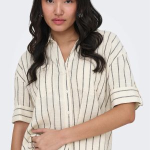ONLTIZANA STRIPE SS SHIRT WVN SILVER LINING – Image 7