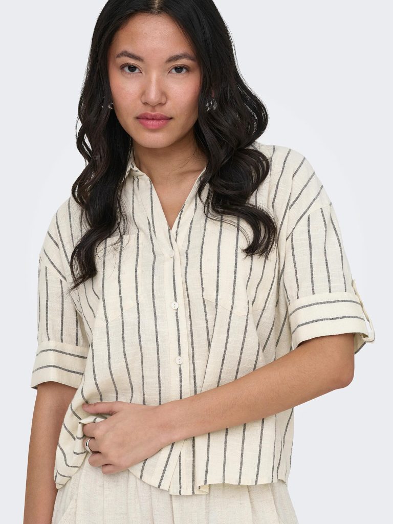 ONLTIZANA STRIPE SS SHIRT WVN SILVER LINING
