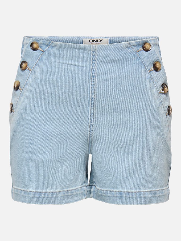 ONLMADELINE BUTTON HW SHORTS LIGHT BLUE DENIM
