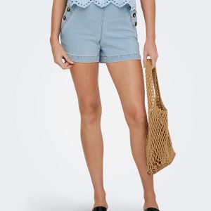 ONLMADELINE BUTTON HW SHORTS LIGHT BLUE DENIM – Image 4