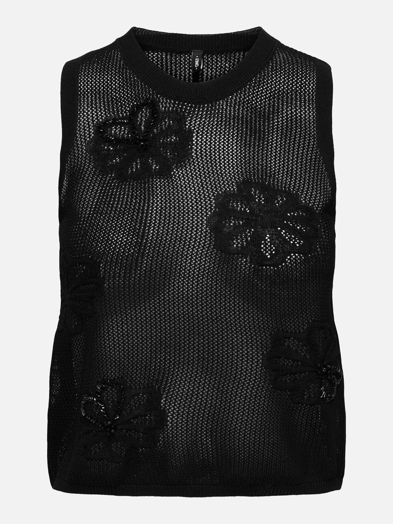 ONLIVY SL PEARL ONECK TOP BLACK PEARLS
