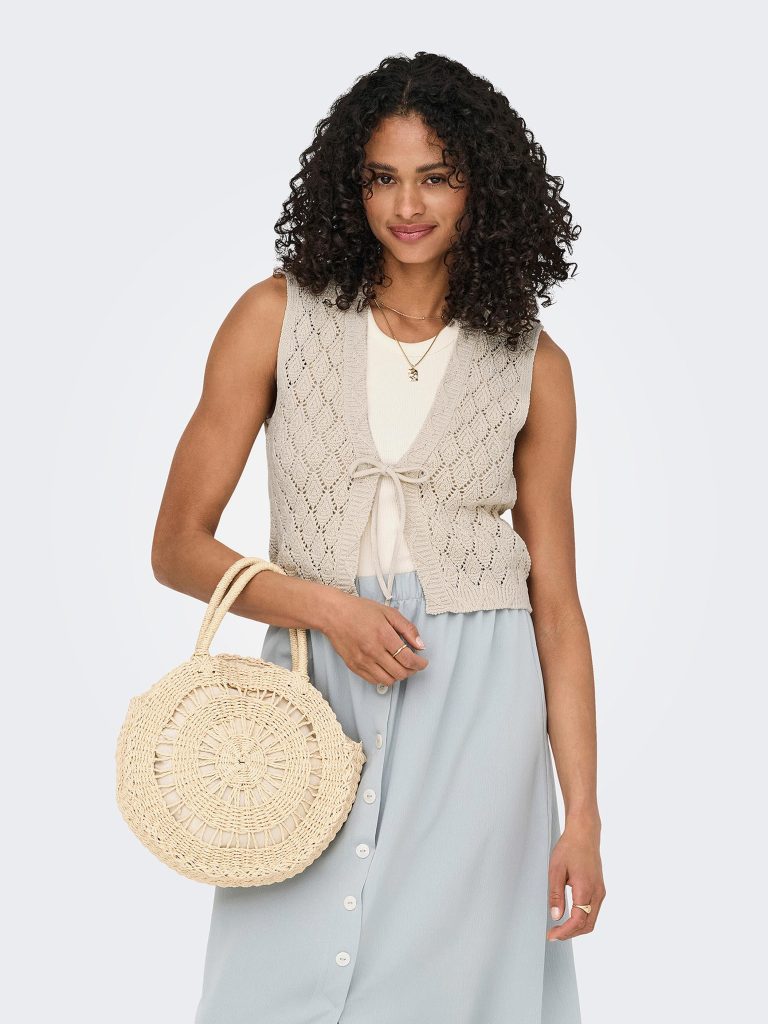 ONLCHILI SL STRING VEST KNT ECRU