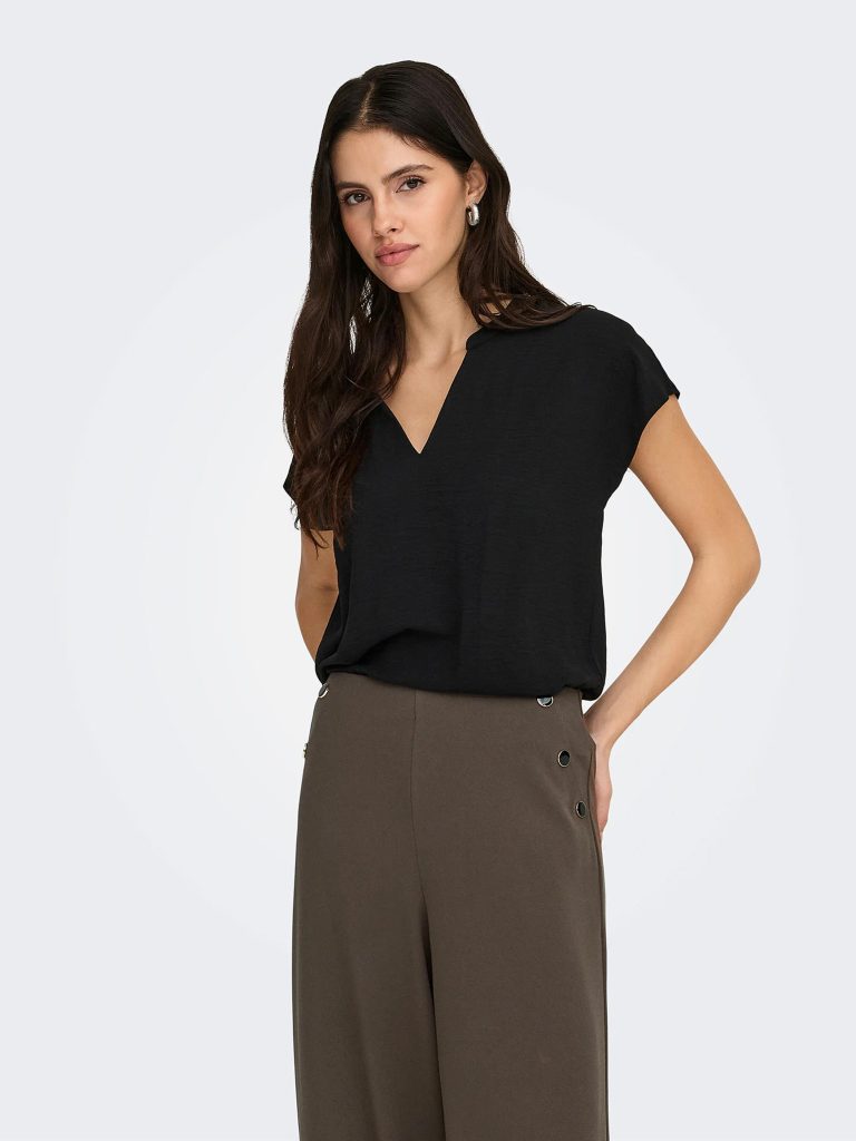JDYLION LIFE SS TOP WVN NOOS BLACK