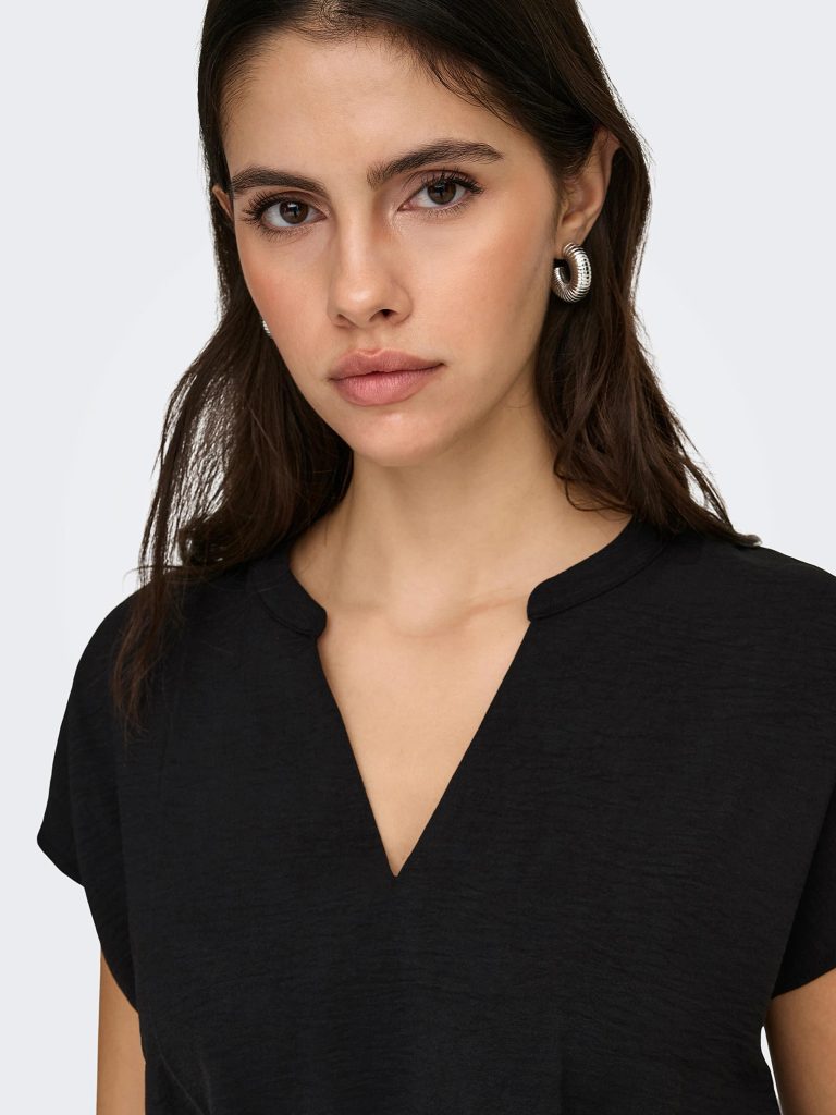 JDYLION LIFE SS TOP WVN NOOS BLACK