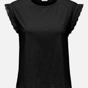 JDYSALVA LIFE SL CROCHET TOP BLACK - Image 1