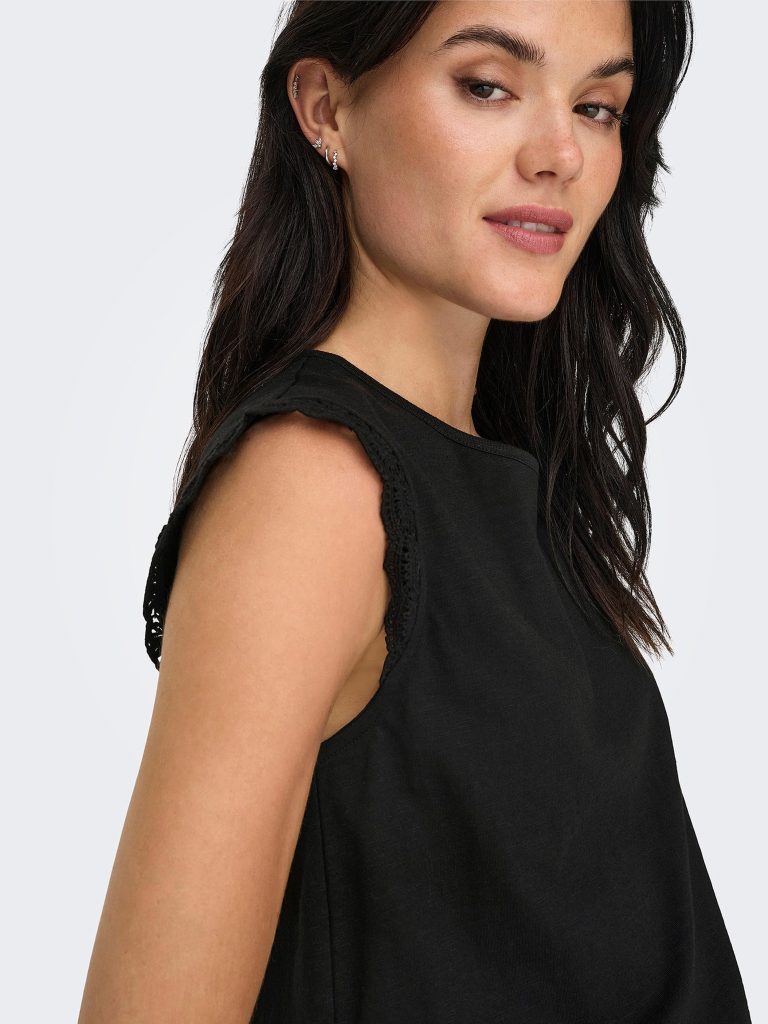 JDYSALVA LIFE SL CROCHET TOP BLACK