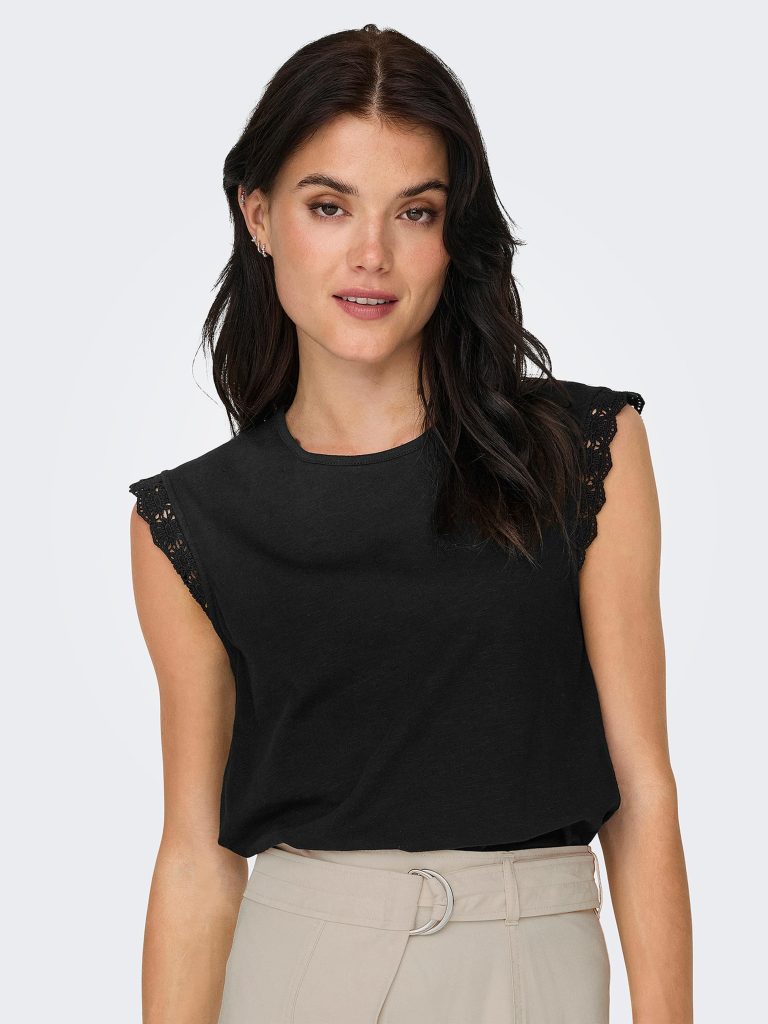 JDYSALVA LIFE SL CROCHET TOP BLACK