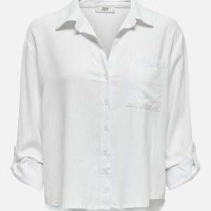 JDYCAYA LINEN LOOSE LS SHIRT BRIGHT WHITE – Image 1