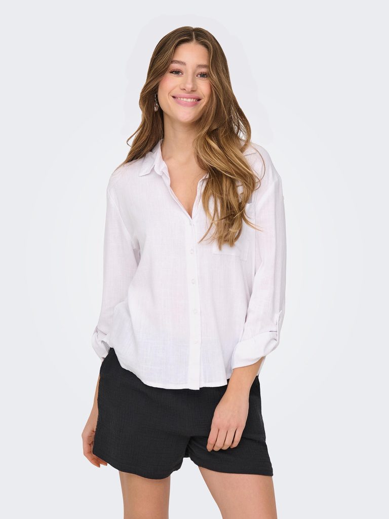 JDYCAYA LINEN LOOSE LS SHIRT BRIGHT WHITE