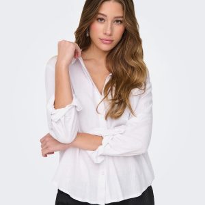 JDYCAYA LINEN LOOSE LS SHIRT BRIGHT WHITE – Image 6