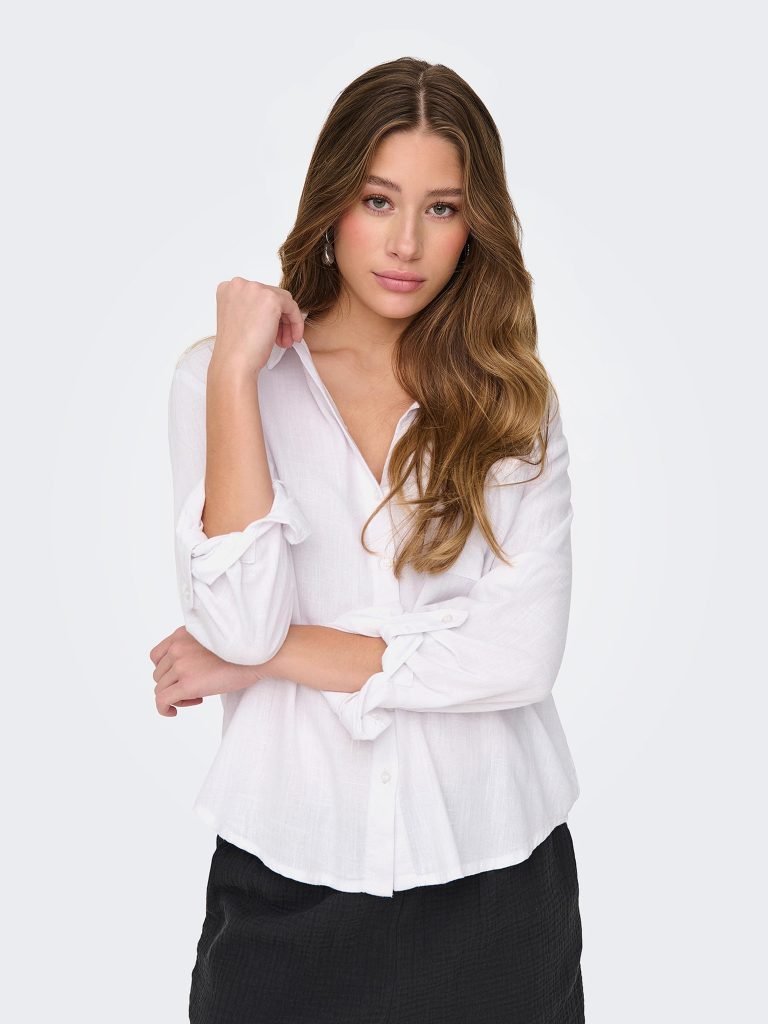 JDYCAYA LINEN LOOSE LS SHIRT BRIGHT WHITE