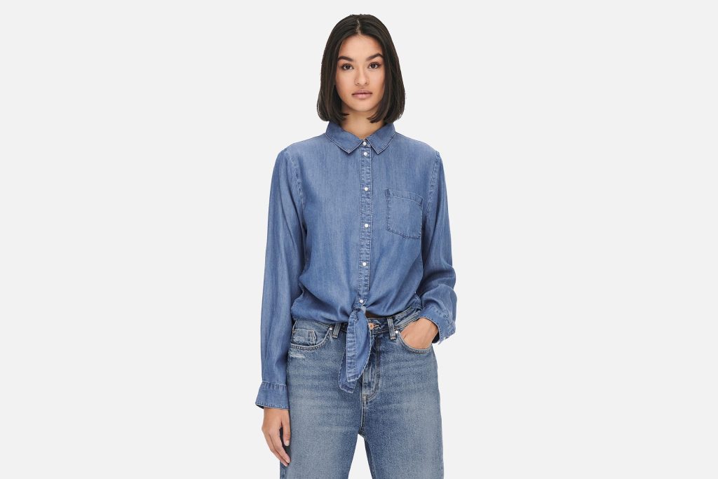 JDYJASPER LS KNOT SHIRT WVN MED BLUE DENIM