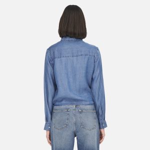 JDYJASPER LS KNOT SHIRT WVN MED BLUE DENIM – Image 2