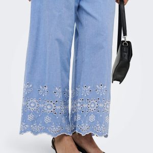 JDYMARINA HW EMB ANKLE PANT BLUE BONNET - Image 5