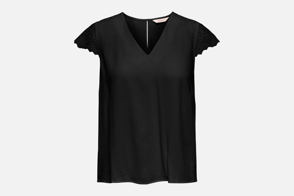ONLELVA VIA SS DETAIL TOP WVN TOP BLACK