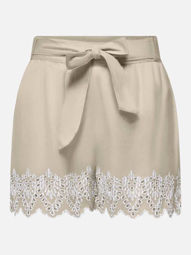 ONLTULUM EMB LOOSE BELT SHORTS OLIVE GRAY