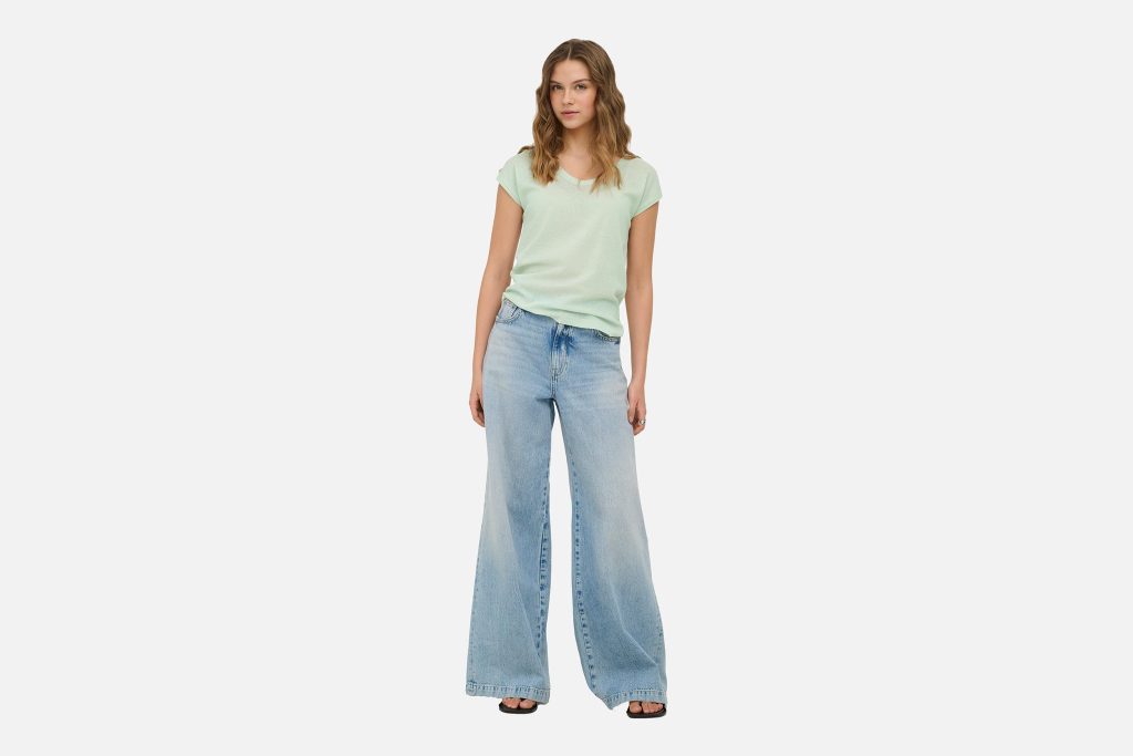 ONLSILVERY SS V NECK LUREX TOP NOOS GREEN LILY