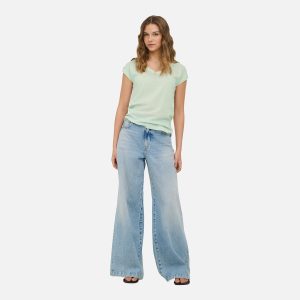 ONLSILVERY SS V NECK LUREX TOP NOOS GREEN LILY – Image 4