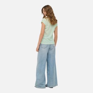 ONLSILVERY SS V NECK LUREX TOP NOOS GREEN LILY – Image 5