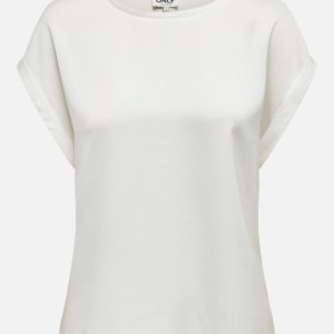 ONLLIEKE SS SATIN MIX TOP WVN SNOW WHITE – Image 1