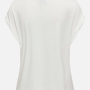 ONLLIEKE SS SATIN MIX TOP WVN SNOW WHITE – Image 2