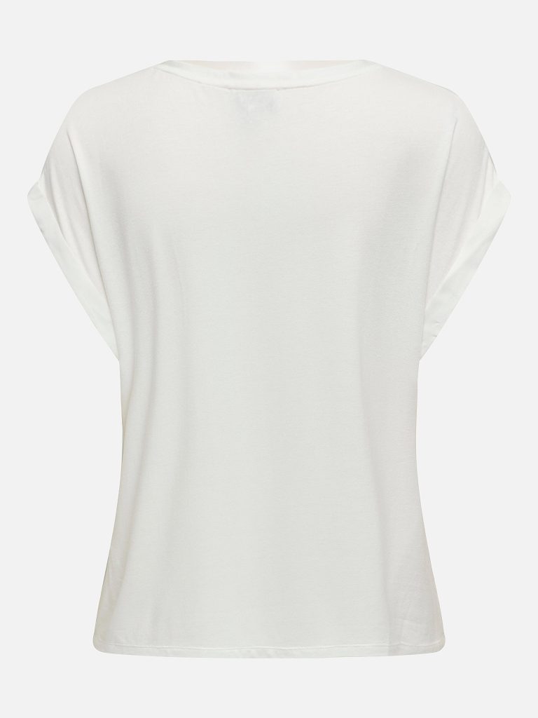 ONLLIEKE SS SATIN MIX TOP WVN SNOW WHITE