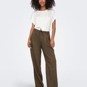 ONLLIEKE SS SATIN MIX TOP WVN SNOW WHITE – Image 3